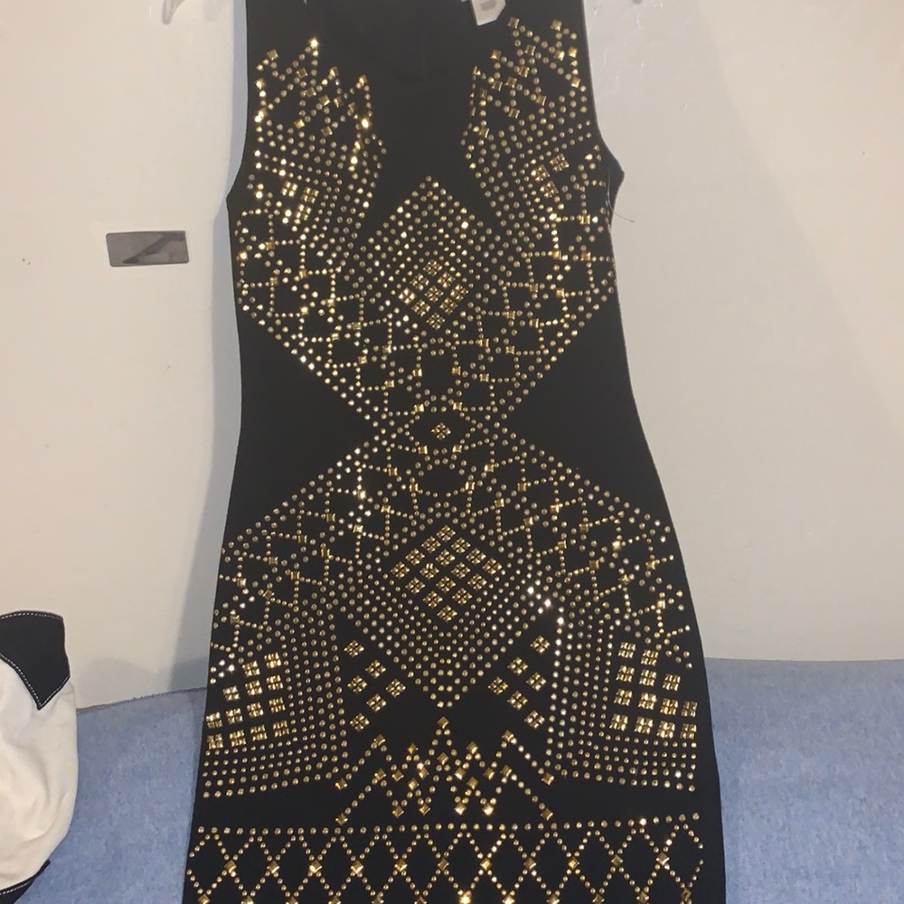 Arden B black and gold studded dress
